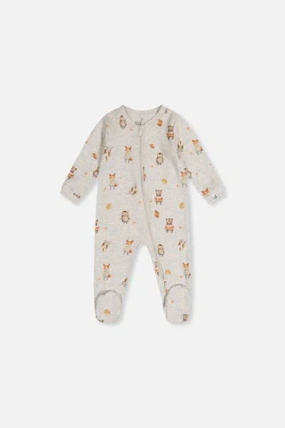 Deux Par Deux Babies'  Animal Organic Cotton Front Zipper Footed One Piece Pajama In Multi