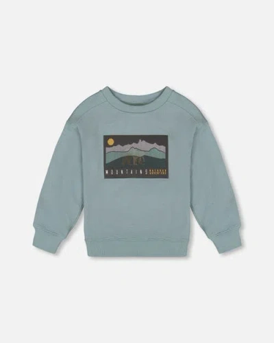 Deux Par Deux Kids'  Animated French Terry Sweatshirt In Green