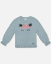 Deux Par Deux Girls' Unicorn Hairy Knit Sweater - Little Kid In Aqua Sea