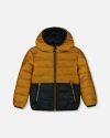 Deux Par Deux Baby Boy's Colorblock Quilted Mid-season Jacket Brown And Black In Brown And Black
