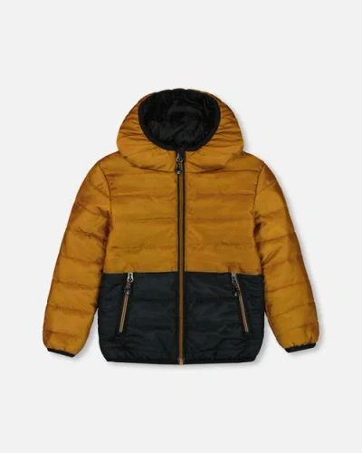 Deux Par Deux Baby Boy's Colorblock Quilted Mid-season Jacket Brown And Black