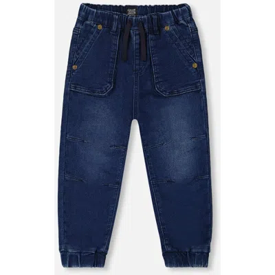 Deux Par Deux Baby Boy's French Terry Denim Jogger Pant Dark Denim Blue