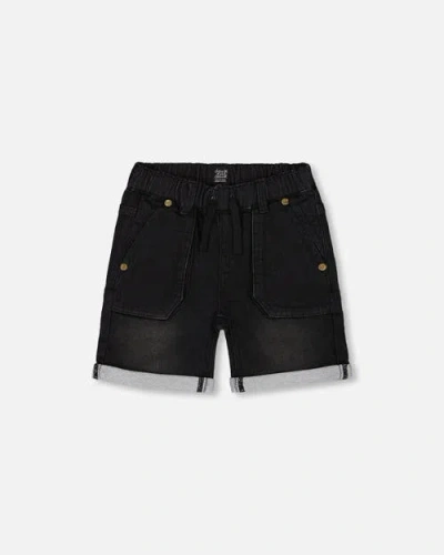 Deux Par Deux Baby Boy's French Terry Denim Short Black Jeans