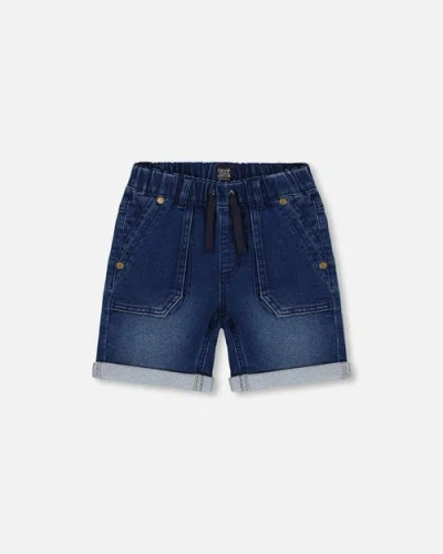 Deux Par Deux Baby Boy's French Terry Denim Short Dark Denim Blue