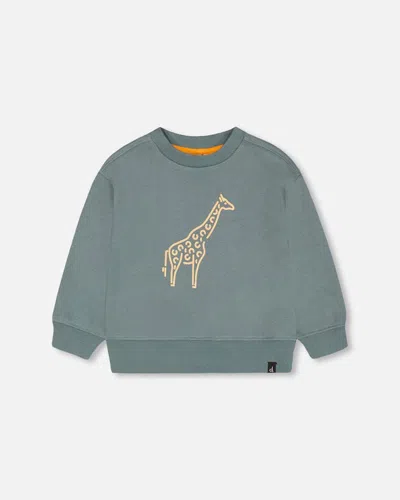 Deux Par Deux Baby Boy's French Terry Printed Sweatshirt Pine Green