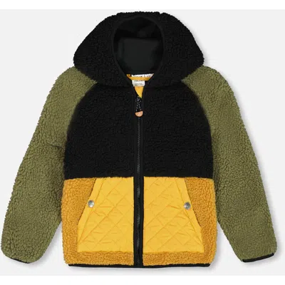 Deux Par Deux Baby Boy's Mid-season Colorblock Jacket Black, Tan, And Olive Green