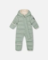 Deux Par Deux Baby Boy One-piece Cloud Compressible Snowsuit Designed For Car Seat In Green