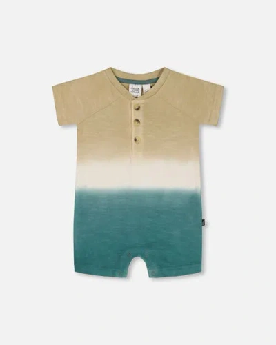 Deux Par Deux Baby Boy's One-piece Romper Gradient Beige And Teal