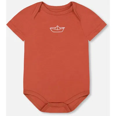 Deux Par Deux Baby Boy's Organic Cotton Bodysuit Terracotta