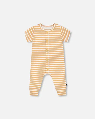 Deux Par Deux Baby Boy's Organic Cotton Jumpsuit Sand Stripe