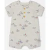 Deux Par Deux Baby Boy's Organic Cotton Printed One-piece Romper Little Paper Boats In Heather Grey Little Paper Boat