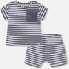 Deux Par Deux Baby Boy's Organic Cotton Short Sleeve Top And Short Set Striped Navy In Striped Navy