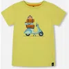 Deux Par Deux Little Boy's Organic Cotton Tee Lime Green And Blue Vespa In Lime Green And Blue Vespa