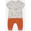 Deux Par Deux Baby Boy's Organic Cotton Top And Muslin Pant Set Little Paper Boats And Terracotta In Heather Grey Little Paper Boat