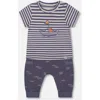 Deux Par Deux Baby Boy's Organic Cotton Top And Muslin Pant Set Striped Navy In Striped Navy