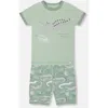 Deux Par Deux Baby Boy's Organic Cotton Two-piece Short Pajama Set Light Sage And Gray Crocodile In Light Sage And Gray Crocodile