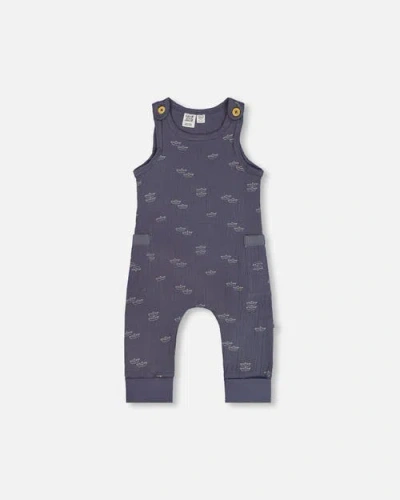 Deux Par Deux Baby Boy's Printed Muslin One-piece Jumpsuit Navy Blue Paper Boats