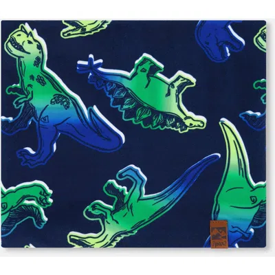 Deux Par Deux Baby Boy's Printed Neck Tube Blue And Green Dino On Navy