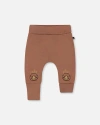 Deux Par Deux Baby Boy's Printed Organic Cotton Evolutive Pant Brown And Monkeys In Brown And Monkeys