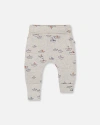 Deux Par Deux Baby Boy's Printed Organic Cotton Evolutive Pant Little Paper Boat In Heather Grey Little Paper Boat