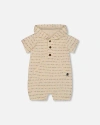 Deux Par Deux Baby Boy's Printed Organic Cotton Hooded Romper Off-white In Off-white