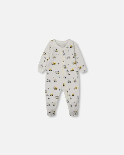 Deux Par Deux Baby Boy's Printed Organic Cotton One-piece Pajama Off-white And Multi Truck