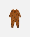 Deux Par Deux Baby Boy's Printed Organic Cotton One-piece Pajama Sloths On Tan Background In Sloths On Tan Background