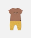 Deux Par Deux Baby Boy's Printed Organic Cotton Top And Pant Set Yellow Bananas And Brown In Yellow Bananas And Brown