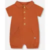 Deux Par Deux Baby Boy's Short Sleeve Muslin Romper Terracotta In Terracotta