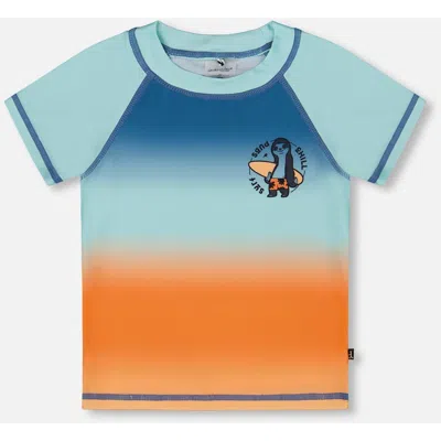 Deux Par Deux Baby Boy's Short Sleeve Rashguard Navy Blue, Turquoise, And Orange In Navy Blue Turquoise And Orange