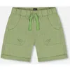 Deux Par Deux Baby Boy's Stretch Twill Short Green In Green