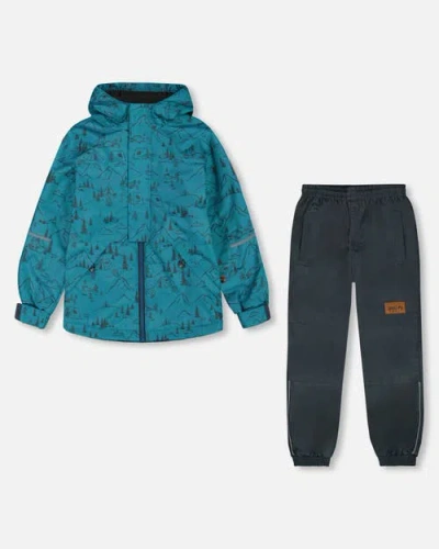 Deux Par Deux Baby Boy's Two-piece Mid-season Outerwear Set Blue And Gray
