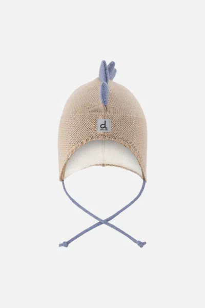 Deux Par Deux Kids' Baby Dino Winter Peruvian Knit Hat Light Taupe In Multi