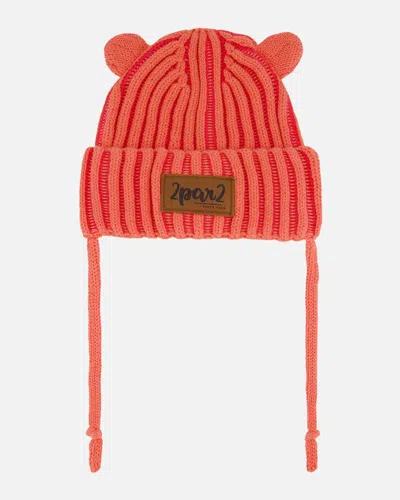 Deux Par Deux Baby Girl's Baby Knit Hat With Ears Coral