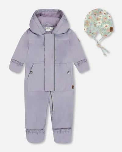 Deux Par Deux Baby Girl's Baby Mid-season One-piece Outerwear Lilac With Printed Hat