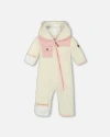 Deux Par Deux Baby Girl's Baby One-piece Mid-season Outerwear Off-white And Pale Pink In Off-white And Pale Pink