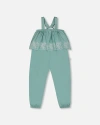 Deux Par Deux Baby Girl's Chambray Jumpsuit With Embroidery Light Blue In Light Blue