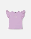 Deux Par Deux Baby Girl's Flutter Sleeve Top With Print Lilac In Lilac