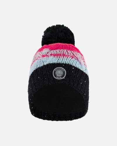 Deux Par Deux Baby Girl's Knit Hat Gradient Blue, Coral And Fuschia In Black