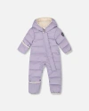 Deux Par Deux Baby Girl One-piece Cloud Compressible Snowsuit Designed For Car Seat In Purple