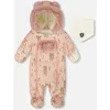 Deux Par Deux Baby Girl One-piece Layette Snowsuit Designed For Car Seat Animal In Multi