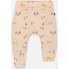 Deux Par Deux Baby Girl's Organic Cotton Evolutive Pant Peach Printed Pears In Peach With Pears Print