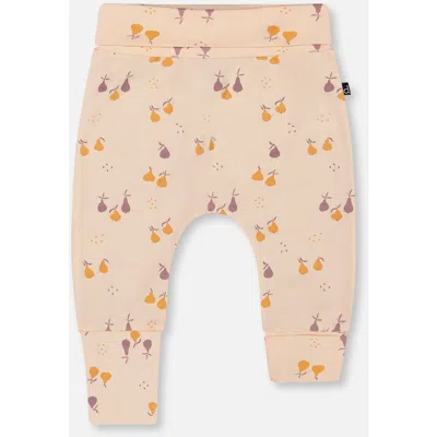 Deux Par Deux Baby Girl's Organic Cotton Evolutive Pant Peach Printed Pears In Peach With Pears Print