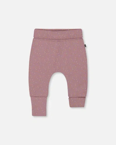 Deux Par Deux Baby Girl's Organic Cotton Evolutive Pant Printed Pear Seeds In Purple With Pear Seeds