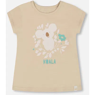 Deux Par Deux Baby Girl's Organic Cotton Tee Beige And Cream Koala