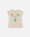 Deux Par Deux Baby Girl's Organic Cotton Tee Cream And Koala In Cream And Koala