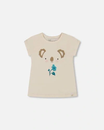 Deux Par Deux Baby Girl's Organic Cotton Tee Cream And Koala