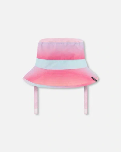 DEUX PAR DEUX DEUX PAR DEUX BABY GIRL'S PRINTED BEACH SUN HAT PINK, ORANGE, AND TURQUOISE