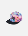 Deux Par Deux Baby Girl's Printed Cap Butterflies On Multicolored And Black Background In Multicolored And Black