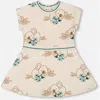 Deux Par Deux Baby Girl's Printed French Terry Dress Off-white And Koala In Off-white And Koala